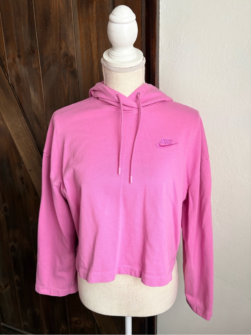 Nike Pink Cropped Hooded Long Sleeve Top 💖